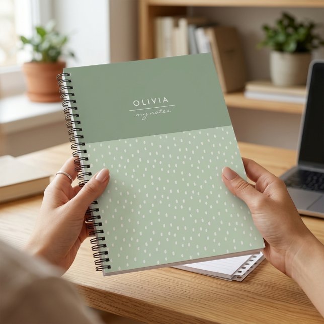 Trendiger Salbeigrüner Süßer Minimaler Stilvoller  Notizbuch (Von Creator hochgeladen)