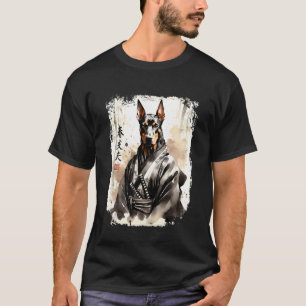 Trendiger Samurai Dobermann Hund Krieger. Japanisc T-Shirt
