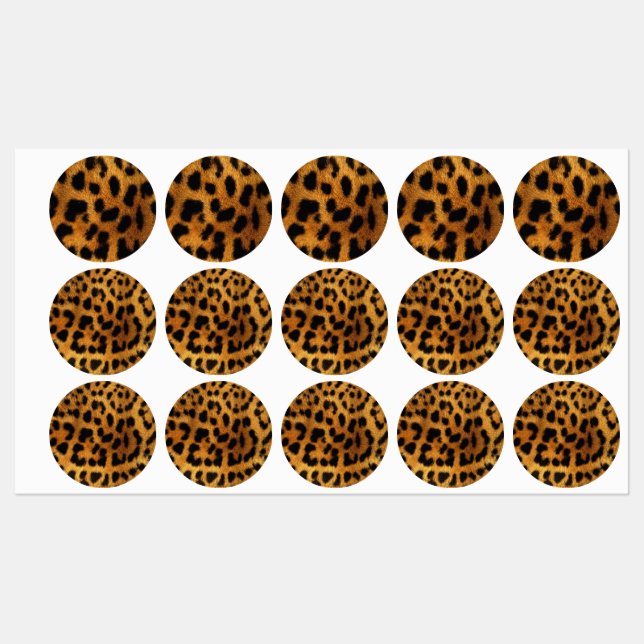 trendiger, schicker Tiermuster brauner Leopardendr Etiketten (Blatt)