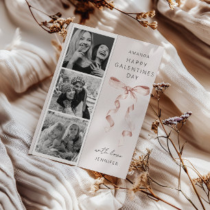 Trendiger Schleife 3 Foto Galentines Tag Karte