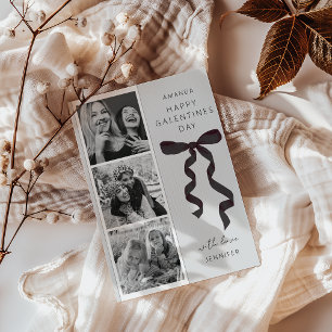 Trendiger Schleifen-Galentines-Tag-Grußkarte mit 3 Feiertagskarte