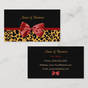 Trendiger Schwarz-Gold-Leopardenprint mit roter Sc Visitenkarte