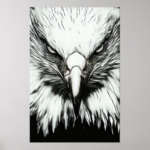 Trendiger Schwarz-Weiß-Adler Poster