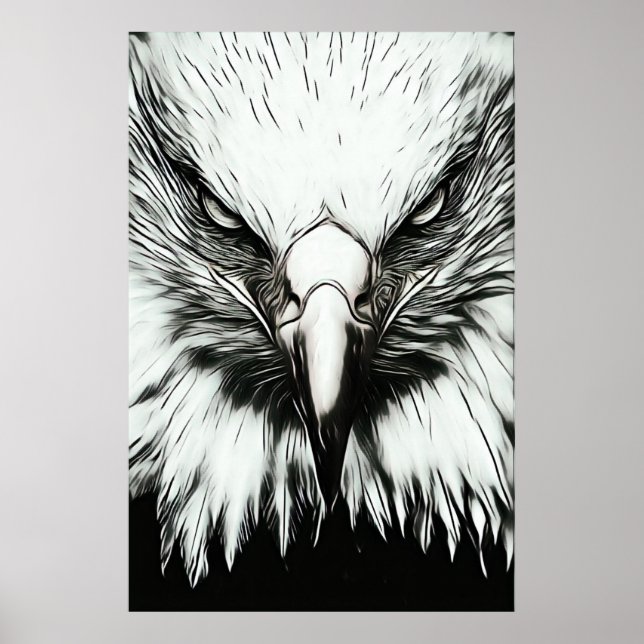 Trendiger Schwarz-Weiß-Adler Poster (Vorne)