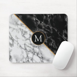 Trendiger Schwarz-Weiß-Marmorstein - Ihren Buchsta Mousepad