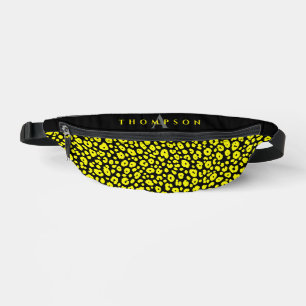 Trendiger schwarzer gelber Leopard Tierprint Monog Bauchtasche