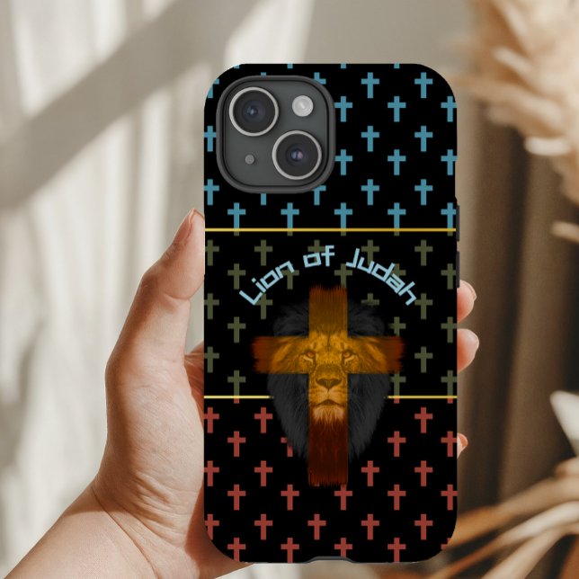 Trendiger schwarzer roter Oliven grüner Kreuz Löwe Case-Mate iPhone Hülle (Von Creator hochgeladen)
