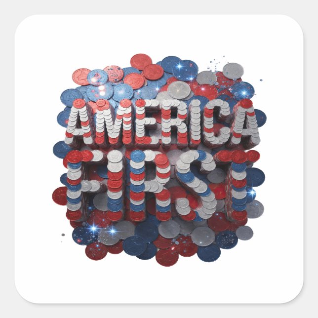 Trendiger Silber AMERICA FIRST Sticker Design (Vorderseite)