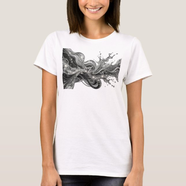 Trendiger silberner ABSTRACT ART Schmuck Kunst T-Shirt (Vorderseite)