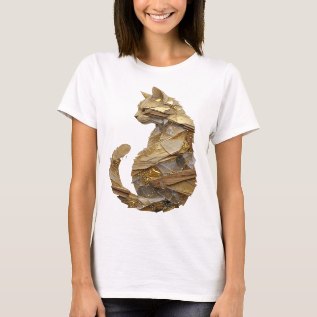 Trendiger silberner KUNSTDRUCK ABSTRACT ART T-Shirt (Vorderseite)