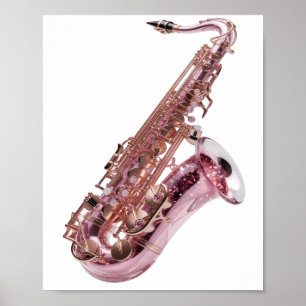 Trendiger silberner PINK SAXOPHON Custom Design Poster