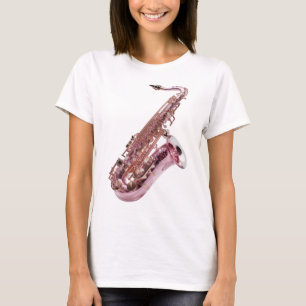 Trendiger silberner PINK SAXOPHON Custom Design T-Shirt