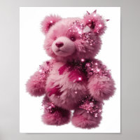 Trendiger silberner ROSA TEDDYBÄR MIT KRISTALLEN