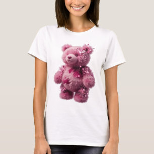 Trendiger silberner ROSA TEDDYBÄR MIT KRISTALLEN T-Shirt