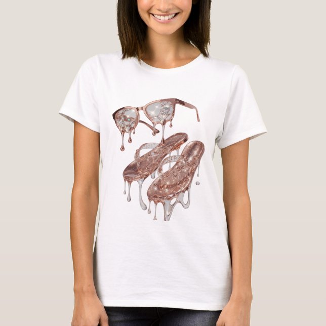 Trendiger Silberner ROSE GOLD GLAMOUR Statement-De T-Shirt (Vorderseite)