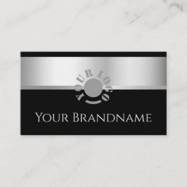 Trendiger Silver-Effekt und Schwarz-Logo-Modern Visitenkarte
