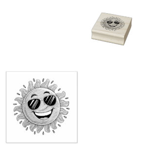 Trendiger süßer glücklicher gelber Sonnenschein mi Gummistempel