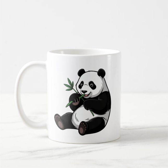 Trendiger süßer Panda-Bär mit Grünzeug Bambus  Kaffeetasse (Links)