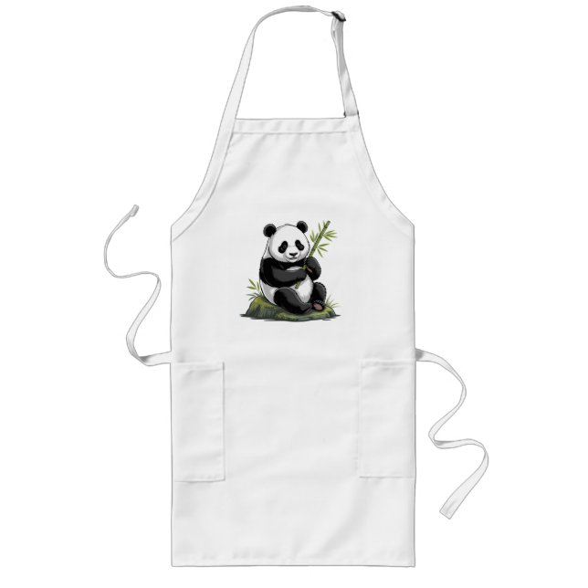 Trendiger süßer Panda-Bär mit Grünzeug Bambus  Lange Schürze (Vorne)