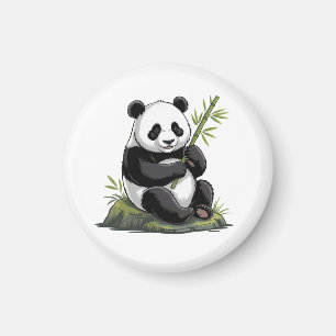 Trendiger süßer Panda-Bär mit Grünzeug Bambus Magnet