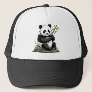 Trendiger süßer Panda-Bär mit Grünzeug Bambus Truckerkappe