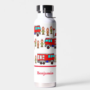 Trendiger süßer roter Feuerwehrwagen & Feuerwehrle Trinkflasche