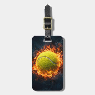 Trendiger Tennisball auf Feuer Personalized Gepäckanhänger