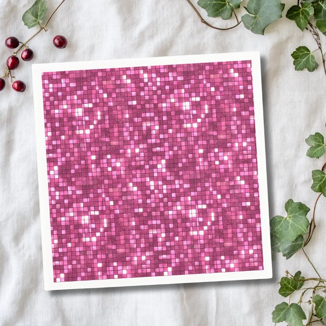 Trendiger Valentinstag Hot Pink Disco-Stil Quadrat Serviette (Von Creator hochgeladen)