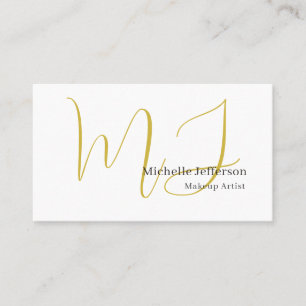 Trendiger Visagist Gold Monogramm Schwarz Weiß Visitenkarte