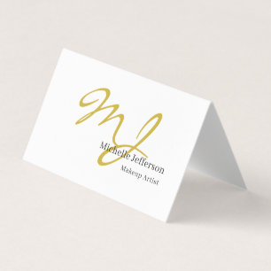 Trendiger Visagist Gold-Monogramm Schwarz Weiß Visitenkarten