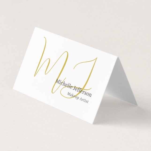 Trendiger Visagist Gold Monogramm Schwarz Weiß Visitenkarten (Vorderseite)