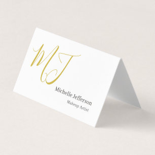 Trendiger Visagist Gold-Monogramm Schwarz Weiß Visitenkarten