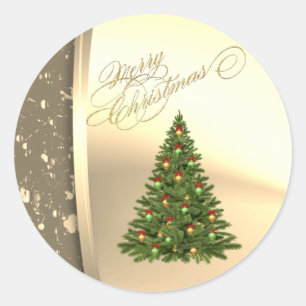 Trendiger Weihnachtsbaum, falsches Gold Runder Aufkleber