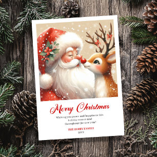 Trendiger Weihnachtsmann Rudolph Cartoon Weihnacht Feiertagskarte