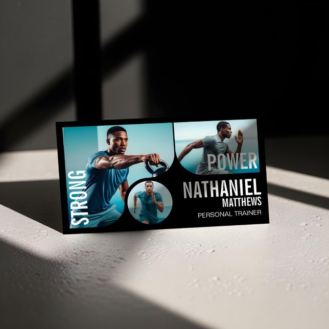 Trendiger welliger Bilderrahmen Personal Trainer F Visitenkarte (Trendy Wavy Photo Frame Personal Trainer Fitness Business Card)