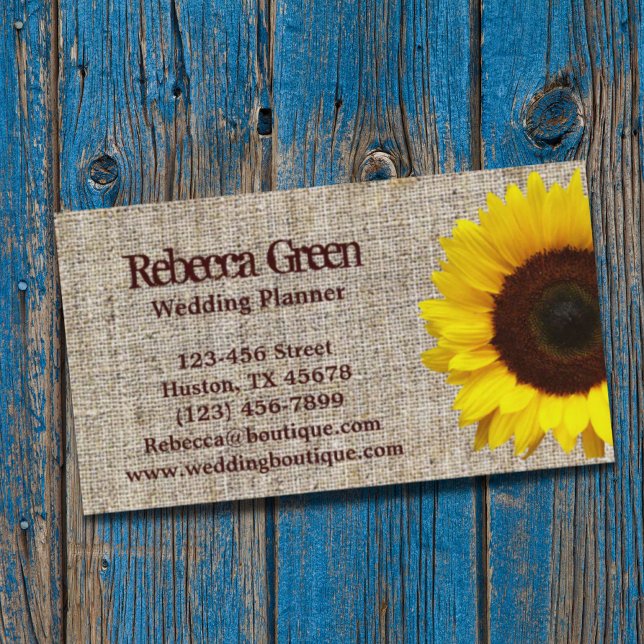 trendiger Western-Gartensonne Visitenkarte (trendy burlap western country garden sunflower business card)