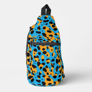 Trendiger wilder blauer orangefarbener Leopard-Fle Crossbody Bag