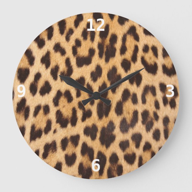 trendiger Wildsafari-Leopardendruck Große Wanduhr (Vorderseite)