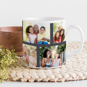 Trendiges 8-Bilder-Mauerwerk-Grid-Grau Foto Jumbo-Tasse
