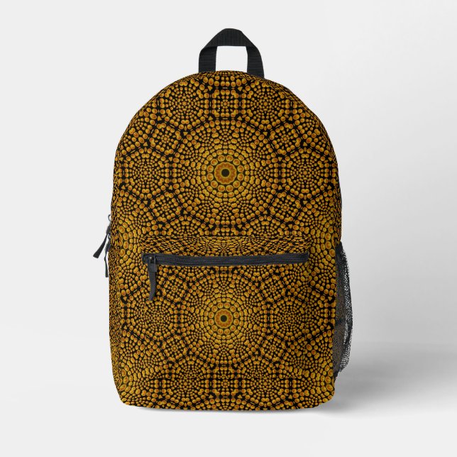 Trendiges Abstraktes Black & Gold Dot Art Muster Bedruckter Rucksack (Vorderseite)