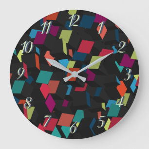 Trendiges abstraktes geometrisches Würfelmuster Große Wanduhr