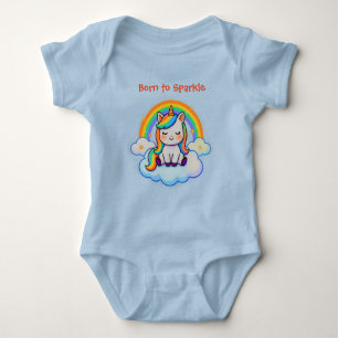 Trendiges Baumwolle Blaues Einhorn Baby T-Shirt Strampler