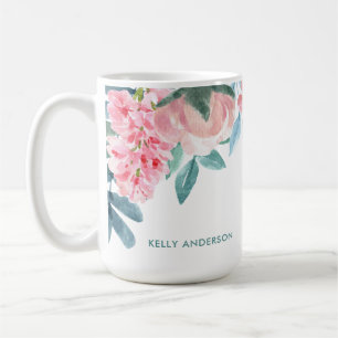 Trendiges Blattwerk Botanisches Blumenmuster Aufkl Kaffeetasse