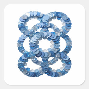 Trendiges Blau BLUE SEQUINS Geschenk-Aufkleber Quadratischer Aufkleber