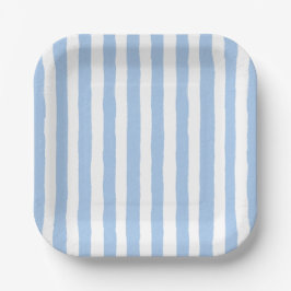 Trendiges Blau gestreift  Pappteller