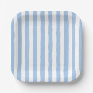 Trendiges Blau gestreift  Pappteller