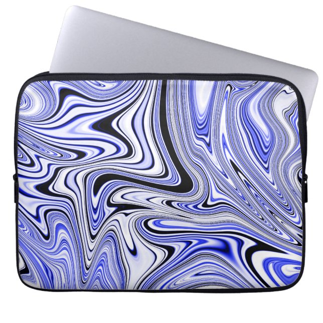Trendiges blaues Marmor-Swirbelmuster Laptopschutzhülle (Vorderseite)