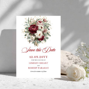 Trendiges Blush-Burgund-Grün Save The Date
