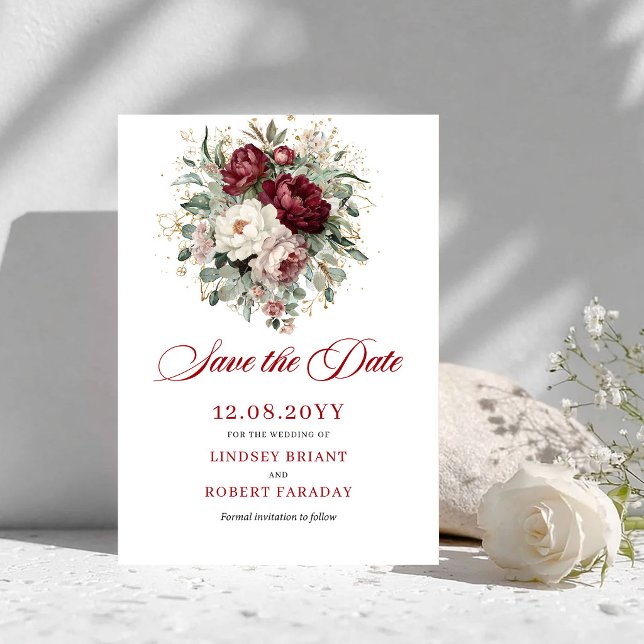 Trendiges Blush-Burgunder-Grün Save The Date (Trendy Blush Burgundy Greenery Save The Date)