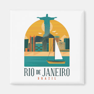 Trendiges Brasilien Stadt Rio de Janeiro Vintage  Magnet
